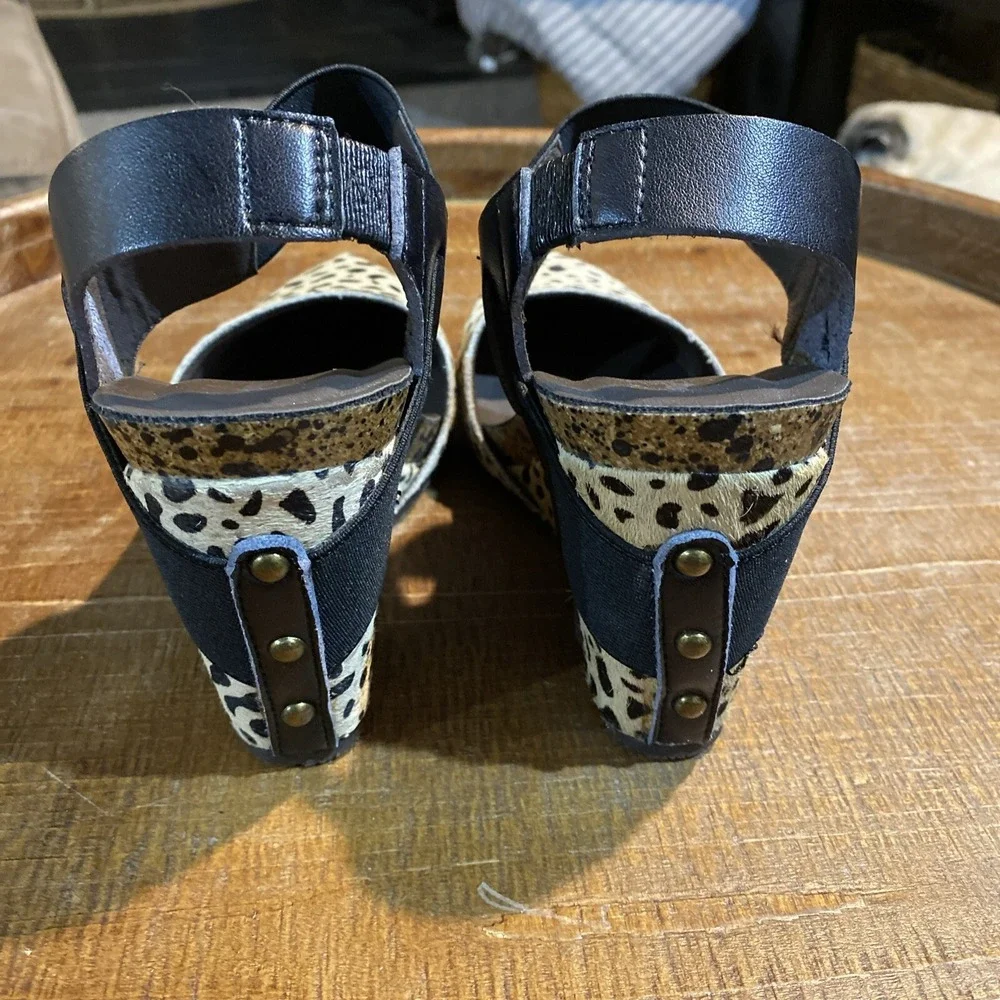 Corkys Timeout Leopard Print Calf Hair Wedges 6.5 Women Comfortable Shoes Heels
